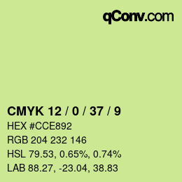カラーコード: CMYK 12 / 0 / 37 / 9 | qconv.com