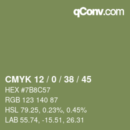 Farbcode: CMYK 12 / 0 / 38 / 45 | qconv.com