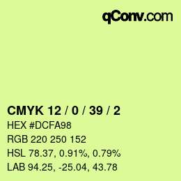 カラーコード: CMYK 12 / 0 / 39 / 2 | qconv.com