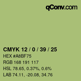 Color code: CMYK 12 / 0 / 39 / 25 | qconv.com