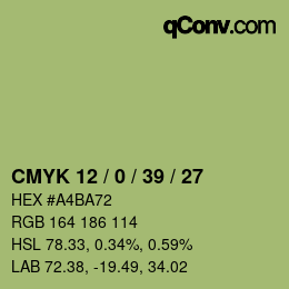 カラーコード: CMYK 12 / 0 / 39 / 27 | qconv.com