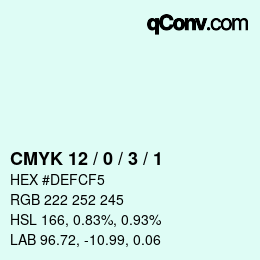 颜色代码: CMYK 12 / 0 / 3 / 1 | qconv.com