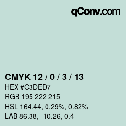 カラーコード: CMYK 12 / 0 / 3 / 13 | qconv.com