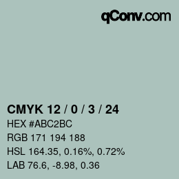 カラーコード: CMYK 12 / 0 / 3 / 24 | qconv.com