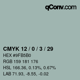 Color code: CMYK 12 / 0 / 3 / 29 | qconv.com