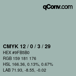 カラーコード: CMYK 12 / 0 / 3 / 29 | qconv.com