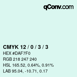 カラーコード: CMYK 12 / 0 / 3 / 3 | qconv.com