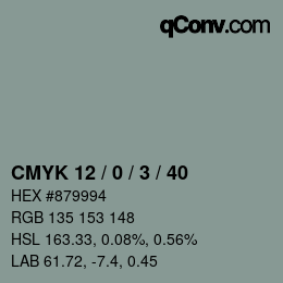 Color code: CMYK 12 / 0 / 3 / 40 | qconv.com