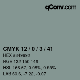 Color code: CMYK 12 / 0 / 3 / 41 | qconv.com