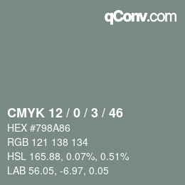 Color code: CMYK 12 / 0 / 3 / 46 | qconv.com