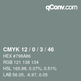 Color code: CMYK 12 / 0 / 3 / 46 | qconv.com