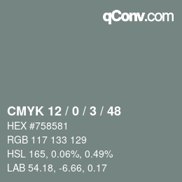 Color code: CMYK 12 / 0 / 3 / 48 | qconv.com