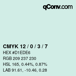 カラーコード: CMYK 12 / 0 / 3 / 7 | qconv.com