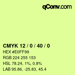 カラーコード: CMYK 12 / 0 / 40 / 0 | qconv.com