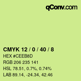 カラーコード: CMYK 12 / 0 / 40 / 8 | qconv.com