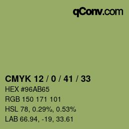 カラーコード: CMYK 12 / 0 / 41 / 33 | qconv.com
