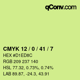 Color code: CMYK 12 / 0 / 41 / 7 | qconv.com