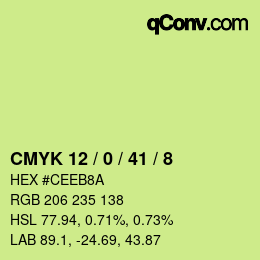 カラーコード: CMYK 12 / 0 / 41 / 8 | qconv.com