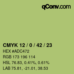 カラーコード: CMYK 12 / 0 / 42 / 23 | qconv.com