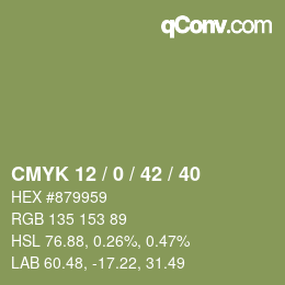 カラーコード: CMYK 12 / 0 / 42 / 40 | qconv.com