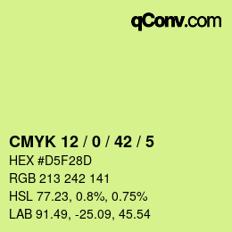 Color code: CMYK 12 / 0 / 42 / 5 | qconv.com