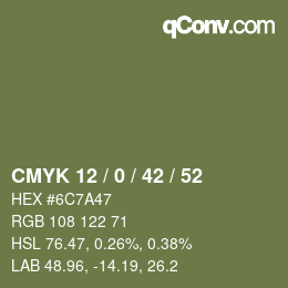 颜色代码: CMYK 12 / 0 / 42 / 52 | qconv.com