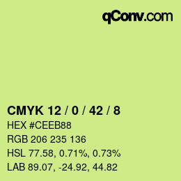 カラーコード: CMYK 12 / 0 / 42 / 8 | qconv.com