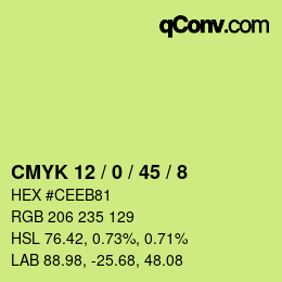 カラーコード: CMYK 12 / 0 / 45 / 8 | qconv.com