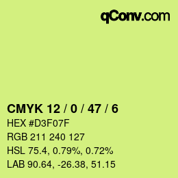カラーコード: CMYK 12 / 0 / 47 / 6 | qconv.com