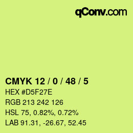 颜色代码: CMYK 12 / 0 / 48 / 5 | qconv.com
