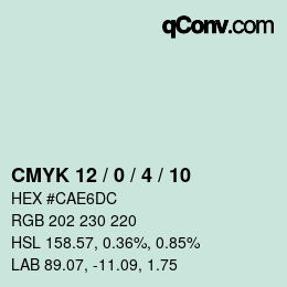 カラーコード: CMYK 12 / 0 / 4 / 10 | qconv.com