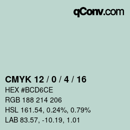 カラーコード: CMYK 12 / 0 / 4 / 16 | qconv.com