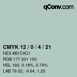 Farbcode: CMYK 12 / 0 / 4 / 21 | qconv.com