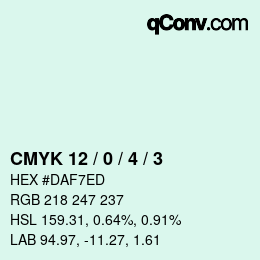 Farbcode: CMYK 12 / 0 / 4 / 3 | qconv.com