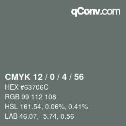 Code couleur: CMYK 12 / 0 / 4 / 56 | qconv.com