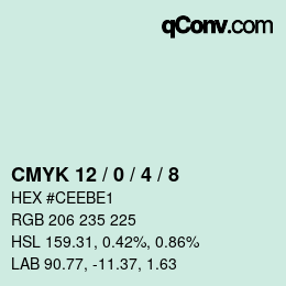 Código de color: CMYK 12 / 0 / 4 / 8 | qconv.com