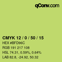 颜色代码: CMYK 12 / 0 / 50 / 15 | qconv.com
