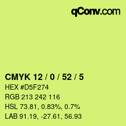 Color code: CMYK 12 / 0 / 52 / 5 | qconv.com