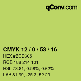 カラーコード: CMYK 12 / 0 / 53 / 16 | qconv.com