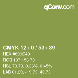 Color code: CMYK 12 / 0 / 53 / 39 | qconv.com