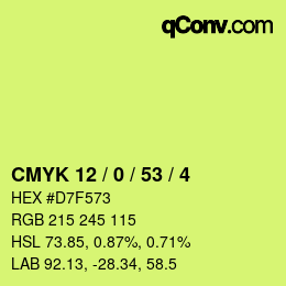 Color code: CMYK 12 / 0 / 53 / 4 | qconv.com