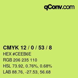 カラーコード: CMYK 12 / 0 / 53 / 8 | qconv.com