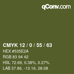 カラーコード: CMYK 12 / 0 / 55 / 63 | qconv.com