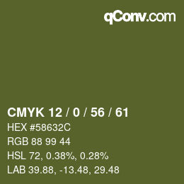 Farbcode: CMYK 12 / 0 / 56 / 61 | qconv.com