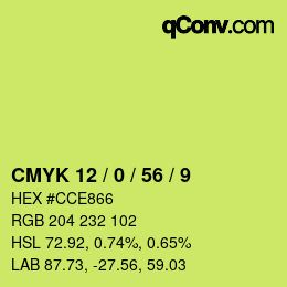 Color code: CMYK 12 / 0 / 56 / 9 | qconv.com