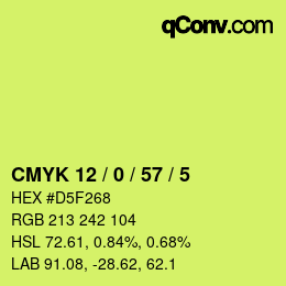 カラーコード: CMYK 12 / 0 / 57 / 5 | qconv.com