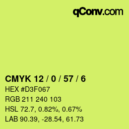 颜色代码: CMYK 12 / 0 / 57 / 6 | qconv.com