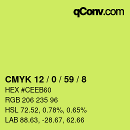 カラーコード: CMYK 12 / 0 / 59 / 8 | qconv.com