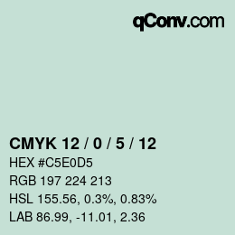 カラーコード: CMYK 12 / 0 / 5 / 12 | qconv.com