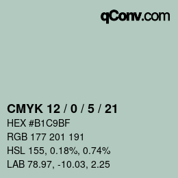 カラーコード: CMYK 12 / 0 / 5 / 21 | qconv.com